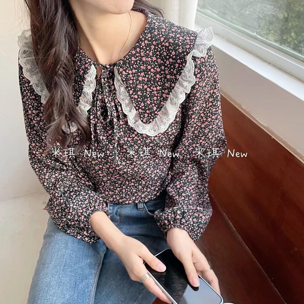 Áo sơ mi cổ sen viền bèo Ulzzang styleHàng Quảng Châu
