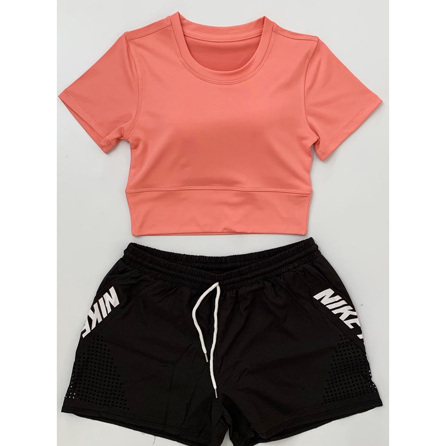 Bộ Tập Thể Thao Nữ - Áo Croptop - Quần Short 2 Lớp Phù Hợp Chạy Bộ, Tennis, Cầu Lông, Gym Màu Sắc Trẻ Trung Năng Động