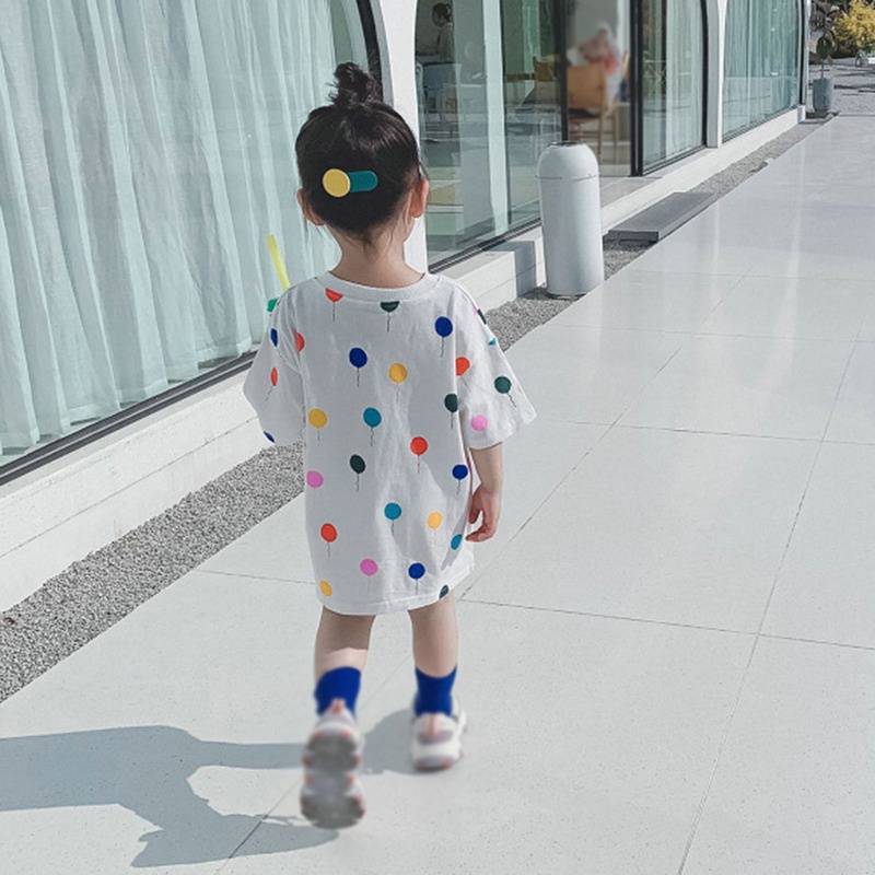 Đầm Bé Gái Đầm Công Chúa Mùa Hè Tay Ngắn Họa Tiết Chấm Bi Se7en Phong Cách Hàn Quốc Cho Bé Gái