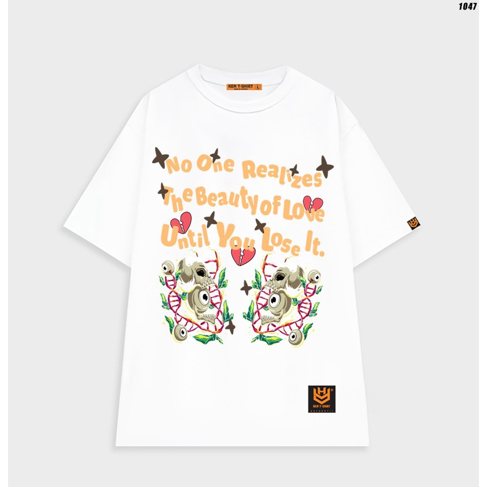 Áo thun tay lỡ nam nữ unisex form rộng Đầu lâu Love 1047 HY KOREA