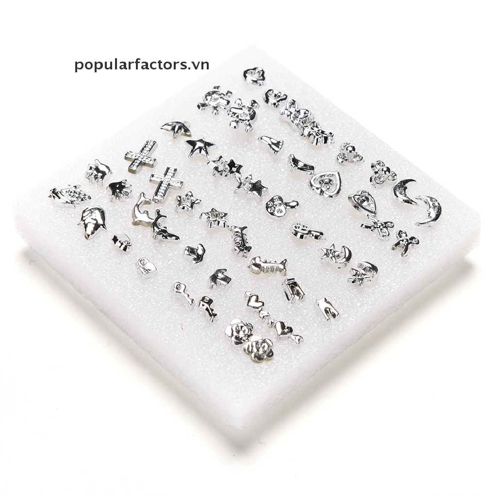 Set 24 đôi khuyên tai nhựa mạ bạc thời trang