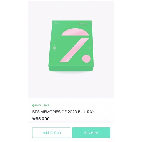 BTS MEMORIES 2020 BLURAY KHÔNG CARD - Bộ ảnh kỷ niệm 2020 của BTS
