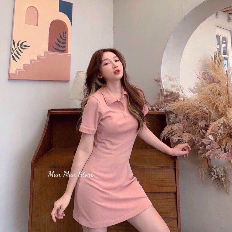 Đầm polo cổ bẻ [ Đ𝐔̛𝐎̛̣𝐂 𝐊𝐈𝐄̂̉𝐌 𝐓𝐑𝐀 𝐇𝐀̀𝐍𝐆 ] tay ngắn phom A xòe xinh xắn, váy đi dự tiệc - đi chơi