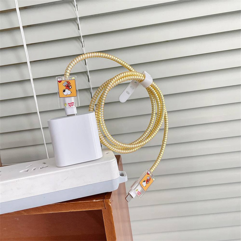 Vỏ cho Iphone 20w / 18w Dây sạc Bảo vệ mùa xuân Cáp Cắn Dây Tie Phim hoạt hình Gloomy Bear Cinnamoroll Stellalou Sailor Moon Melody Bìa mềm TPU