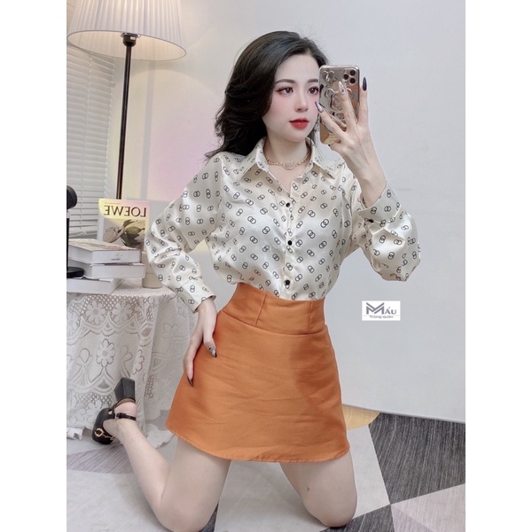 Áo sơmi lụa chữ BB