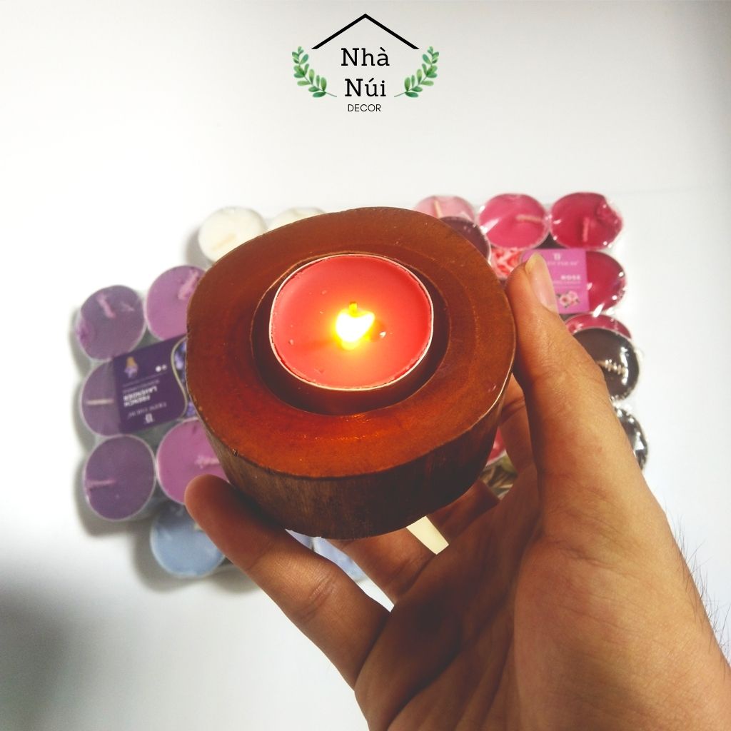 Nến thơm phòng Tealight mini, bật-mồi-lửa phụ kiện nến thơm, đốt đèn xông tinh dầu, ấm trà, vỉ 3 viên, nhiều mùi hương