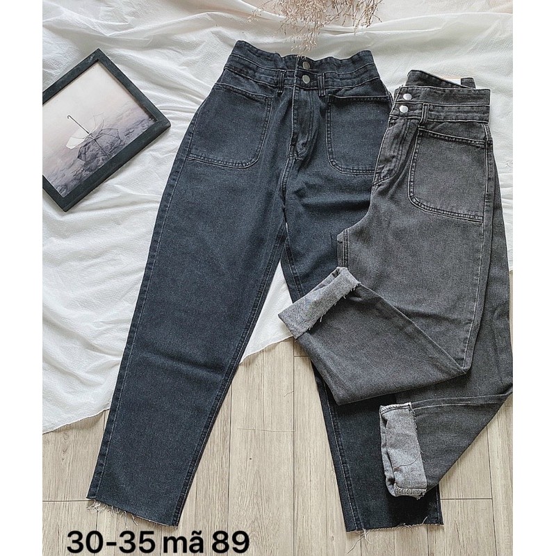 Quần baggy jean MS89 ✈️FREESHIP✈️ quần baggy jean nữ lưng cao size đại kiểu 2 túi trước từ 40kg đến 75kg Bigsize 2KJean