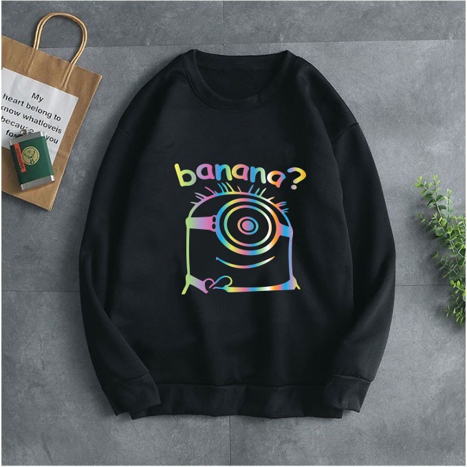 Áo Sweeter Nỉ Trơn Dài Tay In Hình Banana Phản Quang | BigBuy360 - bigbuy360.vn