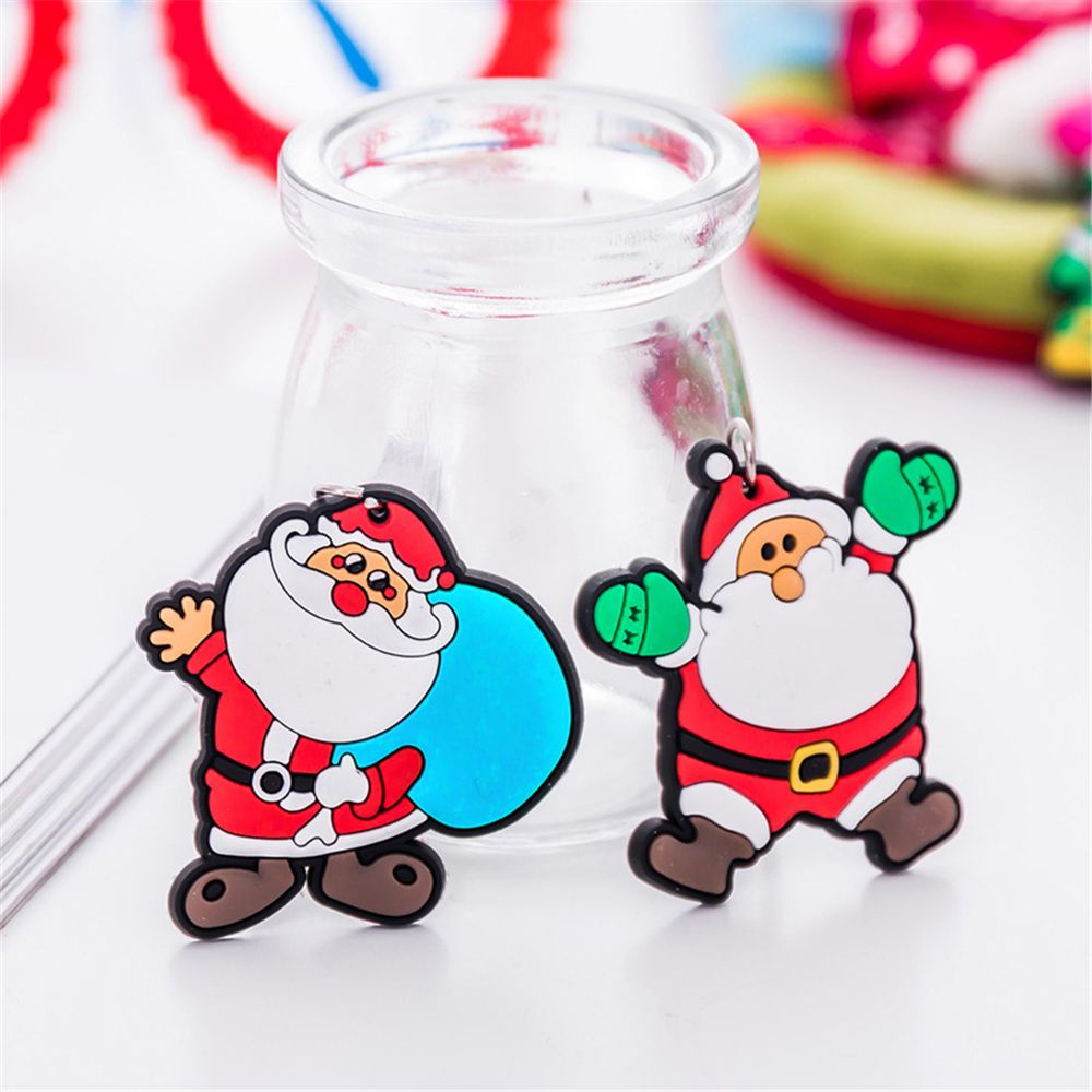 Móc khóa nhựa pvc mềm hình ông già noel/cây thông giáng sinh/năm mới