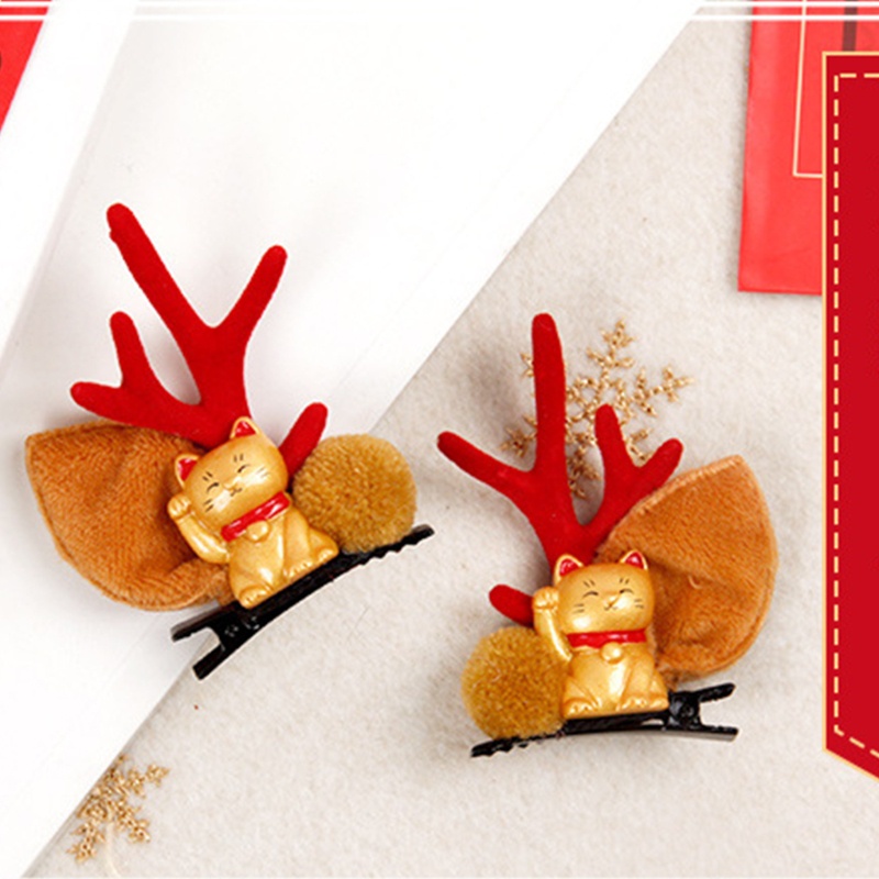 Kẹp Tóc Hình Sừng Tuần Lộc Phong Cách Năm Mới