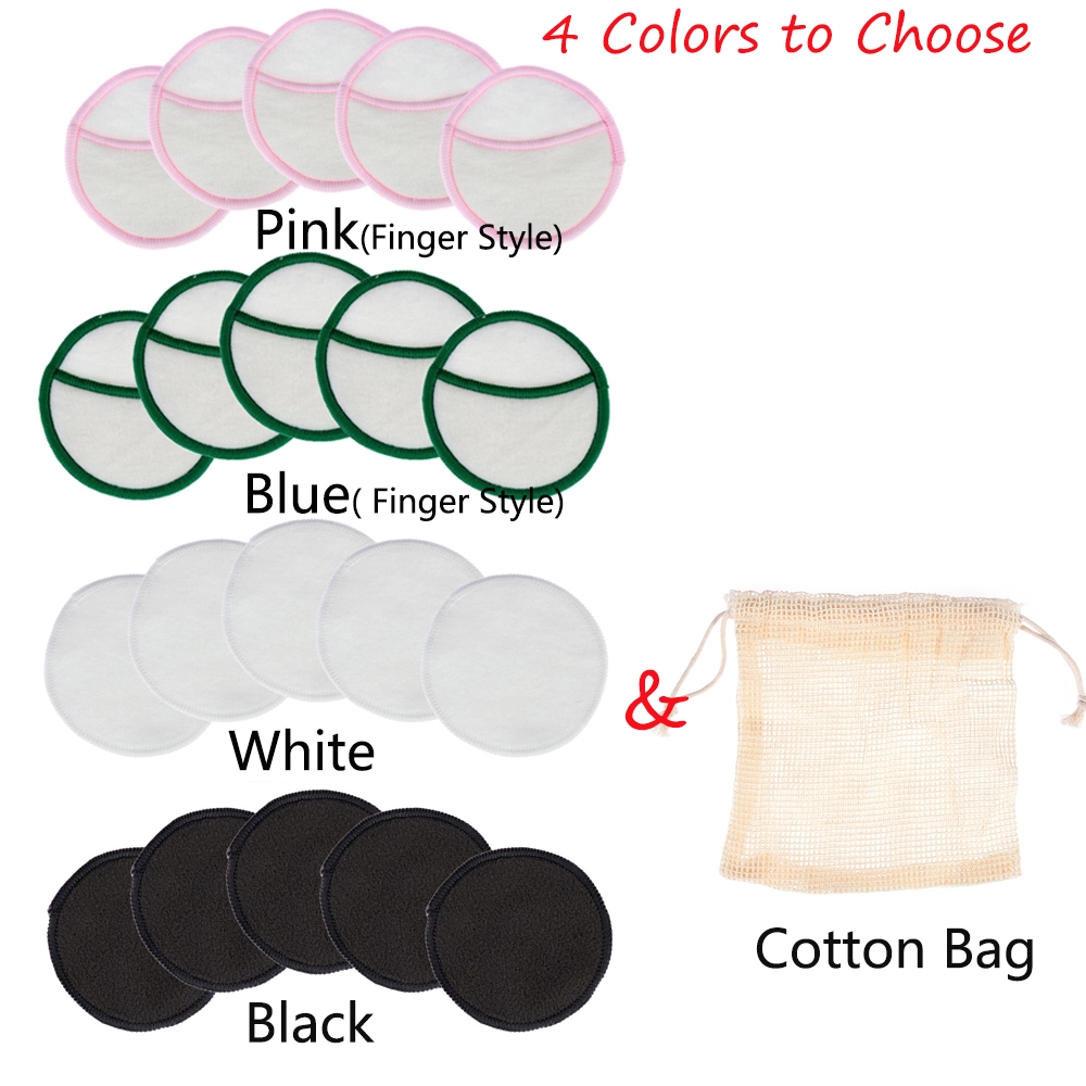 Set 5 bông tẩy trang kèm túi đựng để giặt tái sử dụng tiện dụng