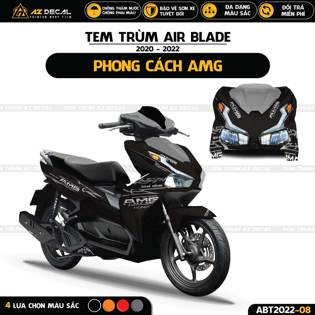 Tem Trùm Xe Air Blade Phong Cách AMG | ABT2022-08 | Decal Dán Xe AB AirBlade 2020 2021 2022 Đẹp, Bảo Vệ Sơn Xe