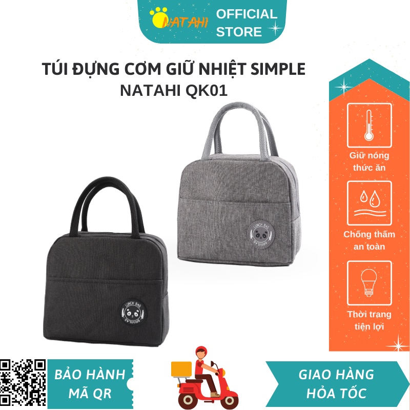 Túi đựng cơm giữ nhiệt Simple NATAHI QK01 vải Oxford 600D, đựng đồ ăn, hộp cơm, chống thấm, làm quà tặng