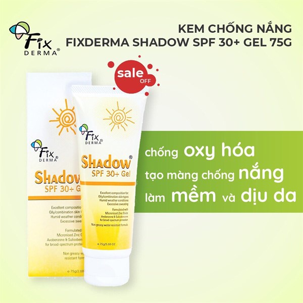 Kem chống nắng Fixderma Shadow SPF 50+ PA+++ 75g chống nắng và giữ ẩm