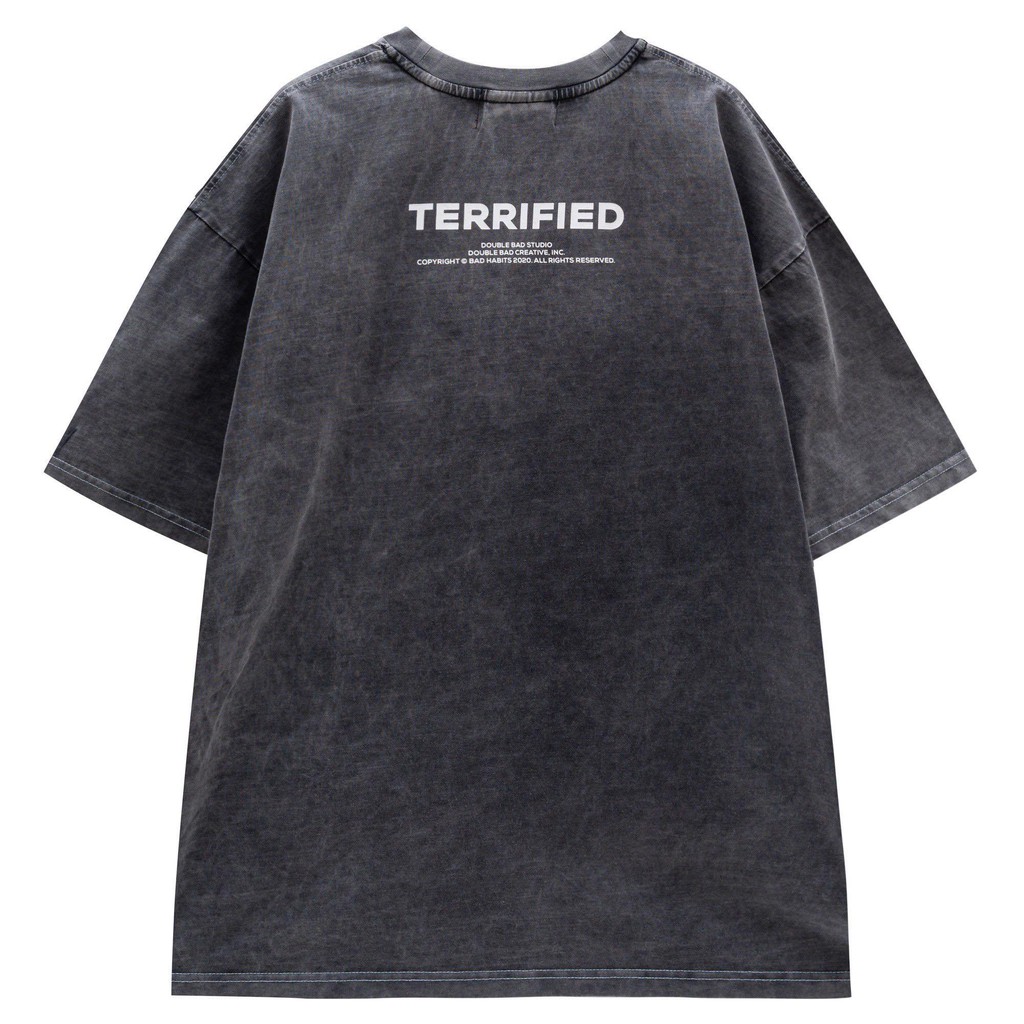 Áo Thun Unisex Bad Habits Terrified Washed 100% Cotton - Local Brand Chính Hãng | BigBuy360 - bigbuy360.vn