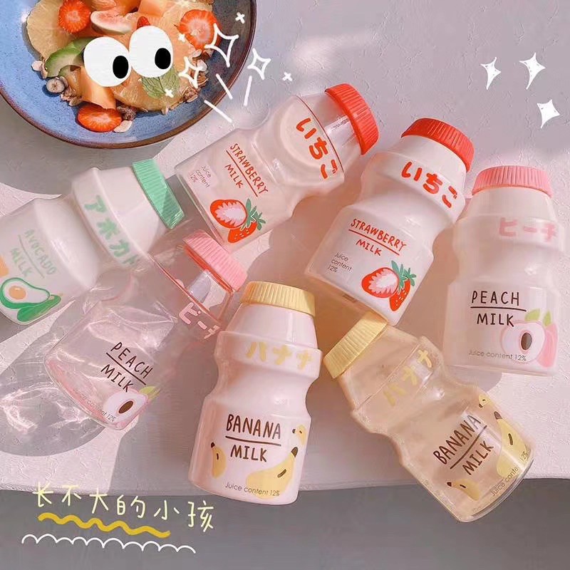 🥑 Bình Đựng Nước Sữa Chua 480ml In Hình Trái Cây Phong Cách Nhật bản, Hàn Quốc Siêu Dễ Thương