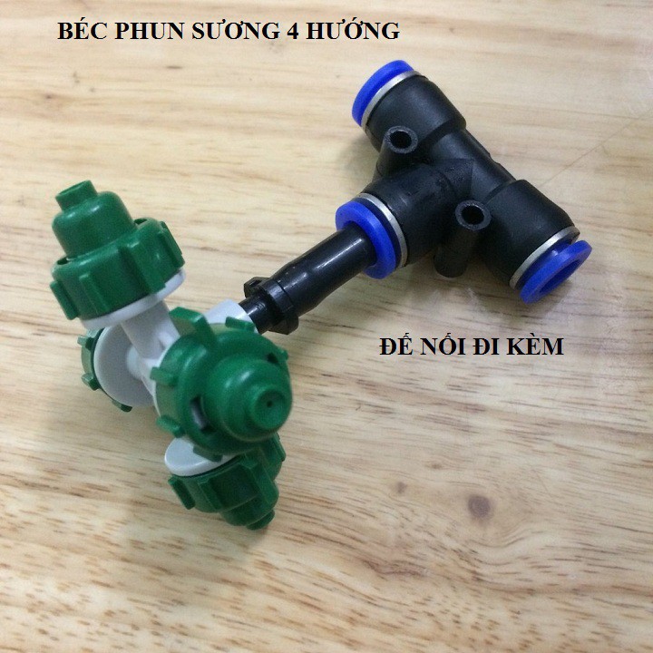 Béc phun sương tưới lan 4 hướng kèm T nối nhanh