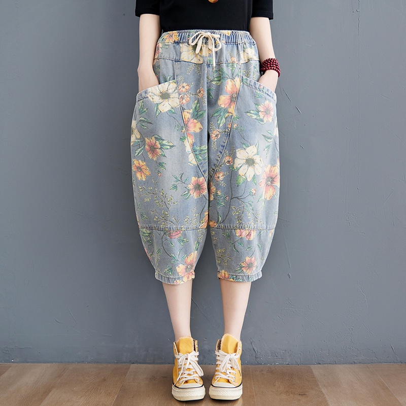 G43 Quần baggy big size freesize thoải mái rộng rãi phong cách hoa văn thời trang