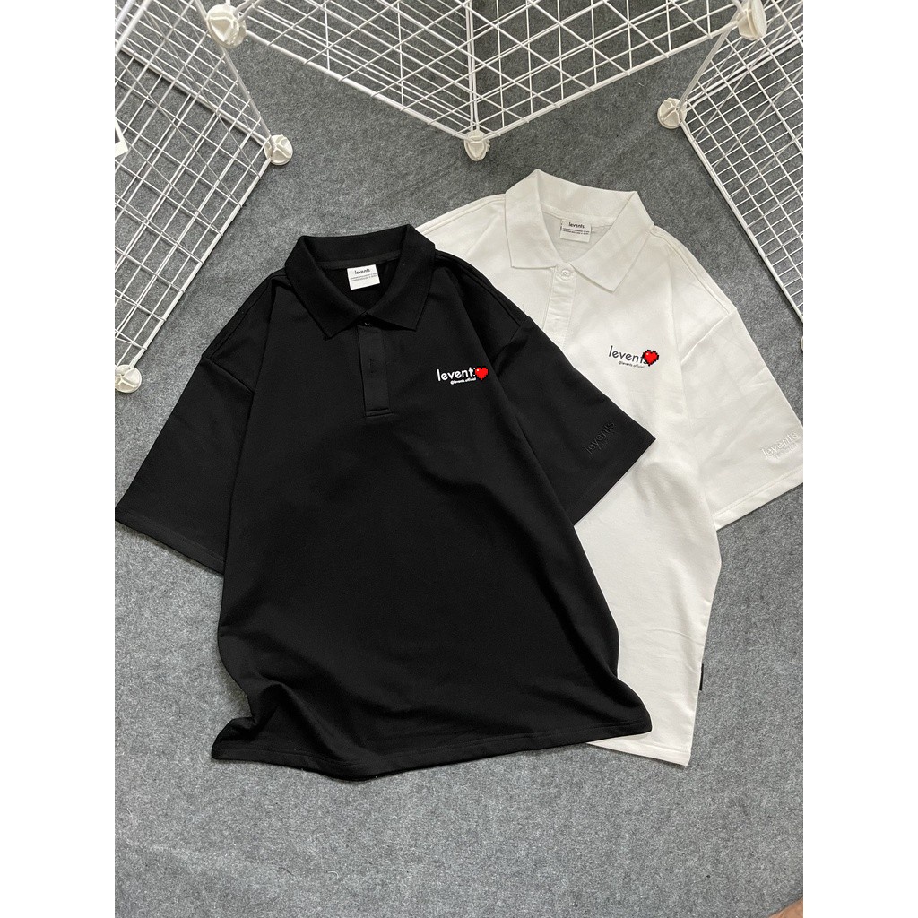 Áo thun polo Local brand Levent mini popular phông cổ trụ Unisex nam nữ cotton oversize form rộng - Gin Store