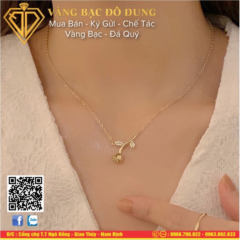Dây chuyền bạc nữ liền mặt cành hồng, với 2 mẫu bạc trắng s99 và bạc xi vàng 14k. Trang sức DDJ Cam kết chuẩn bạc s99.
