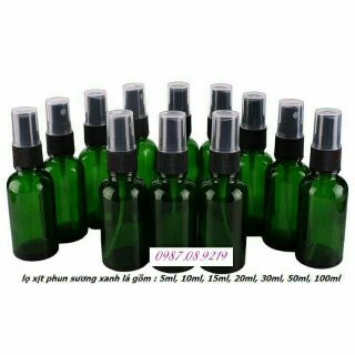 CHAI THỦY TINH XANH LÁ XỊT PHUN SƯƠNG TỪ 10ML ĐẾN 100ML