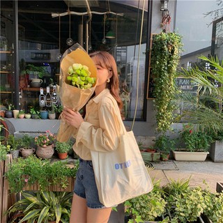 Túi tote vải trắng OT HER hàn quốc basic ulzzang