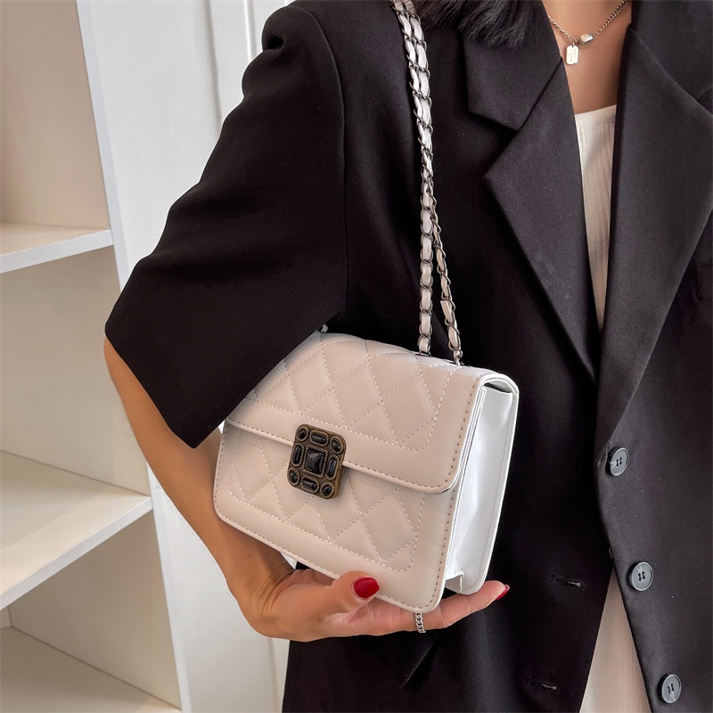 Túi Đeo Chéo Vai Hình Vuông Họa Tiết Kẻ Sọc Màu Trơn Phong Cách Cổ Điển Thời Trang Mới Dành Cho Nữ 2022