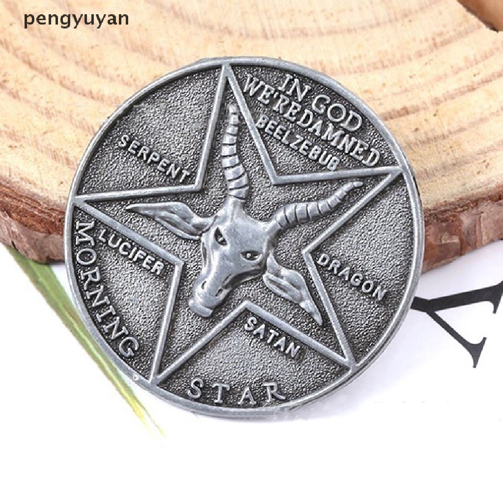 [pengyuyan] Đồng Xu Huy Hiệu Lucifer Morningstar Satanic Pentecost Dùng Hóa Trang [Mới]