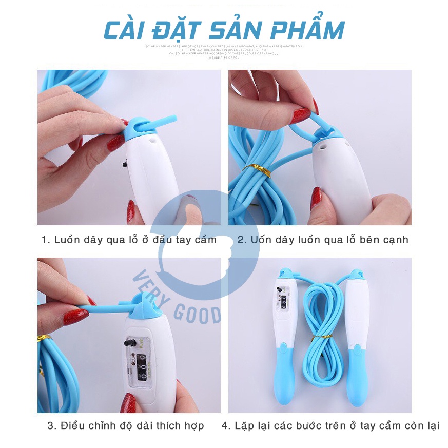 Dây nhảy thể dục lõi thép đếm số cao cấp 2,9m - Dụng cụ tập nhảy giúp giảm cân tăng cường sức khỏe