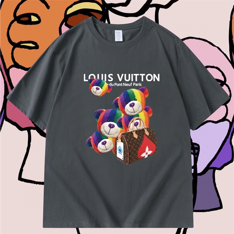 Áo Thun Tay Ngắn In Hình Gấu Màu Cầu Vồng Thời Trang Mùa Hè Thoải Mái