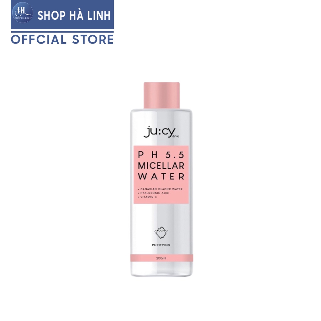 Nước tẩy trang Ju:cy (Jucy) pH 5.5 Micellar Water Hút Các Chất Cặn Bã, Dầu Thừa Trên Da 200ml