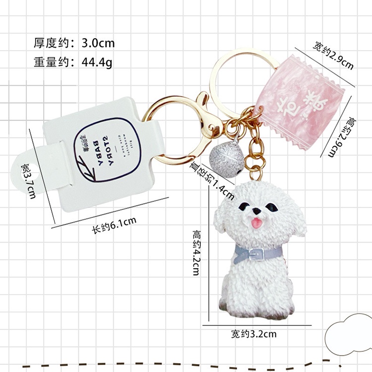 Móc khóa hình chú chó dễ thương Bichon Schnauzer