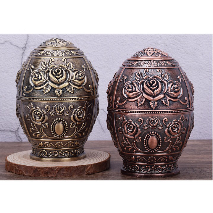 Lọ đựng tăm màu đồng phong cách hoàng gia châu âu có nắp đậy