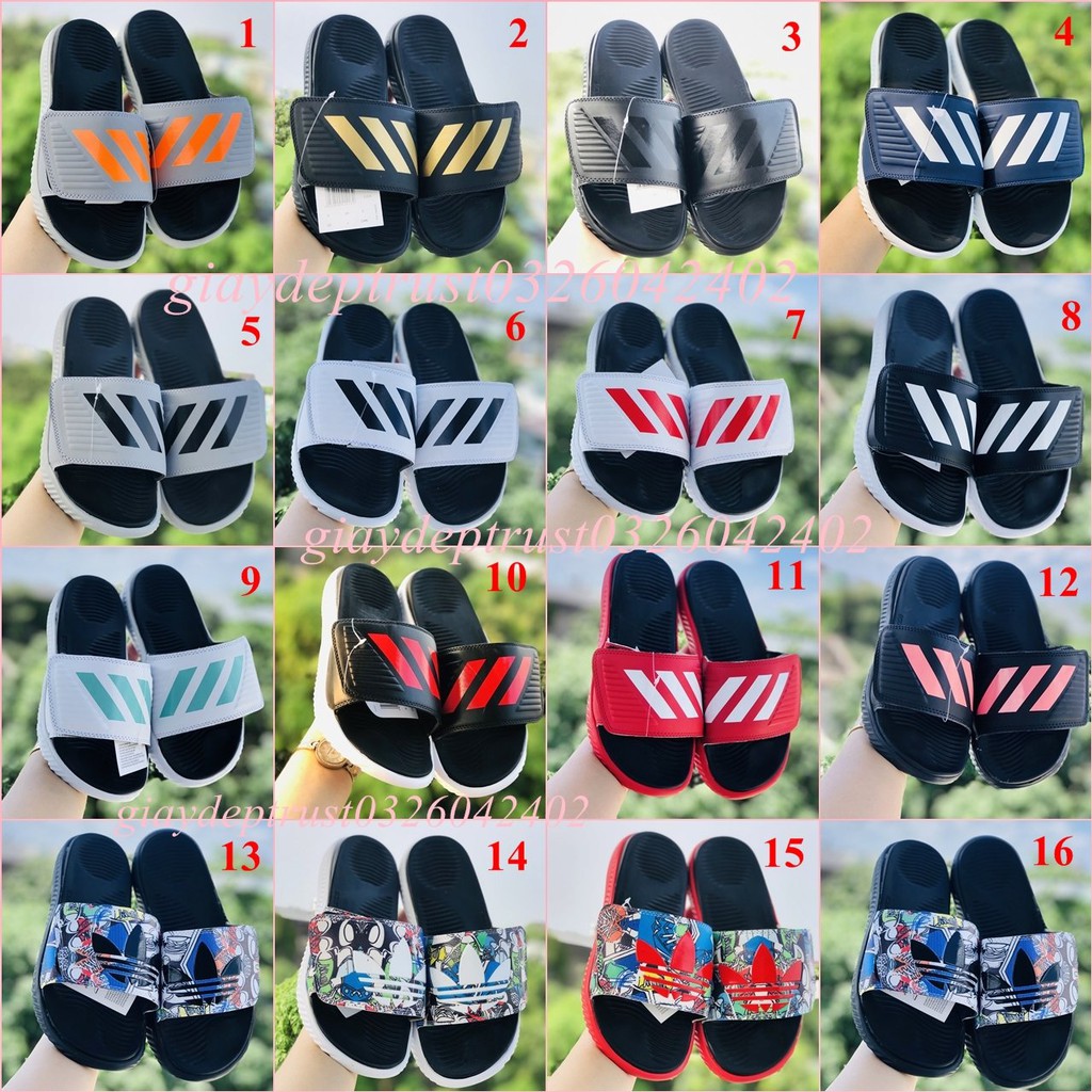 Dép Alphabounce 🎁FREESHIP +hộp🎁 quai ngang nam 3 sọc chất xịn 1-1 đủ màu