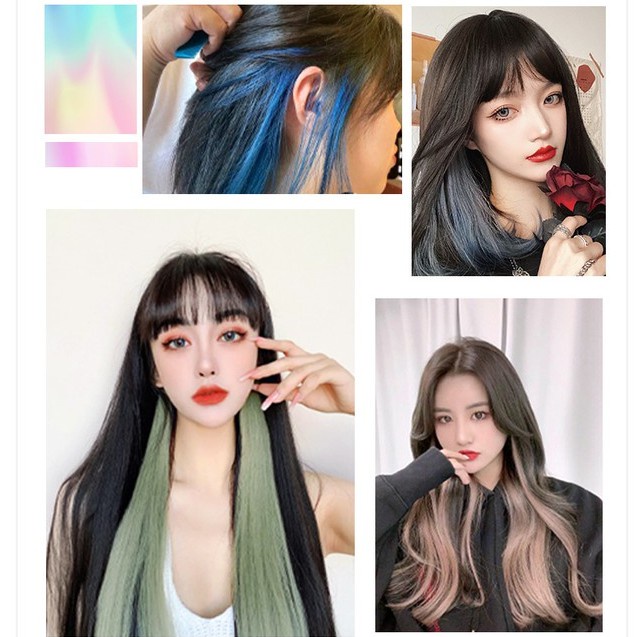 🌺Tóc Giả Dạng Kẹp Thẳng Dài Màu Gradient Phong Cách Hàn Quốc