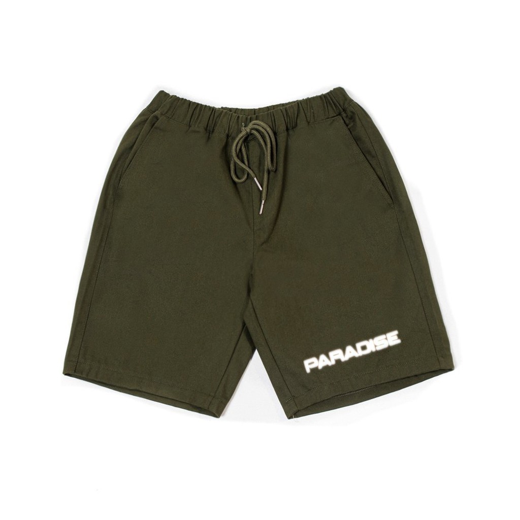 Quần đùi ngắn lưng thun Nam Nữ Kaki co giản short phản quang unisex Paradise Local Brand M Midori