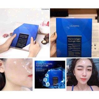 Mặt nạ thạch xanh collagen tươi đậm đặc Celderma Marine Collagen Hydrogen Mask 1 hộp 3 miếng