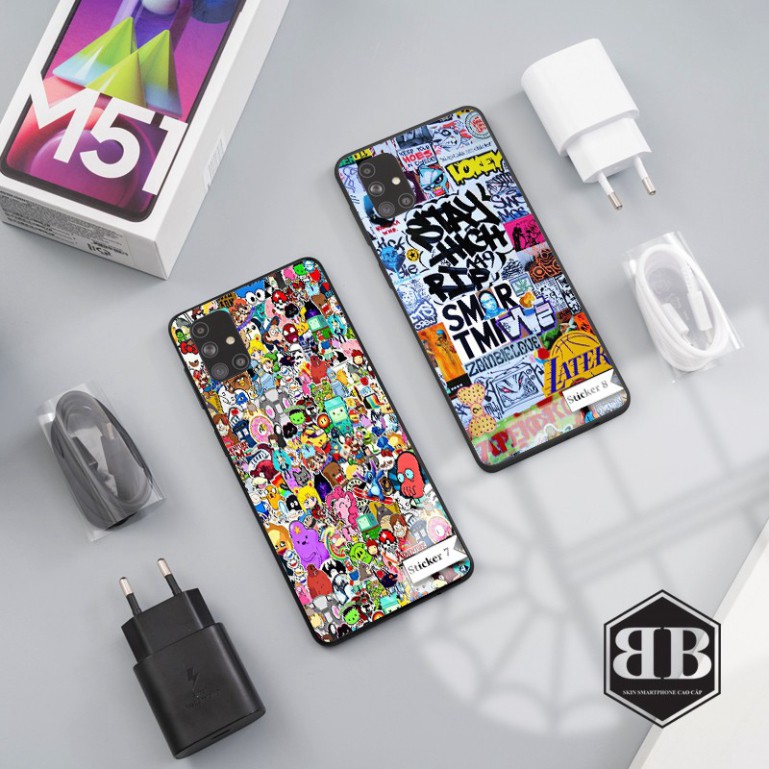 Ốp lưng kính cường lực Samsung Galaxy M51 hình sticker