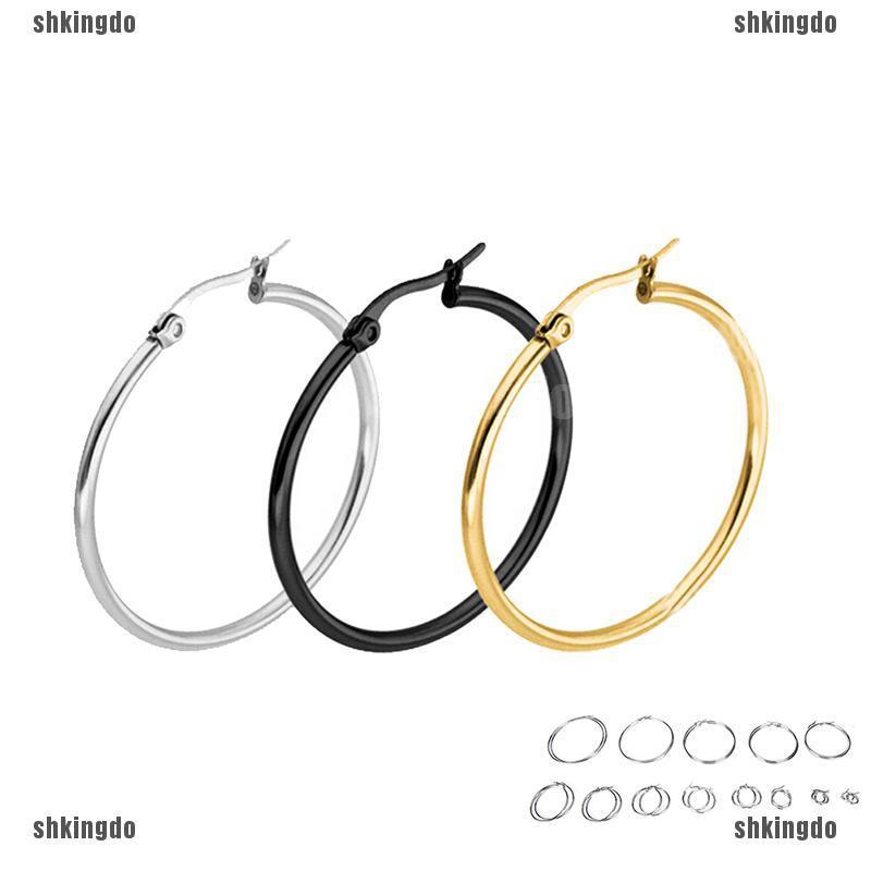 Hoa tai dáng tròn bằng thép không gỉ thanh lịch