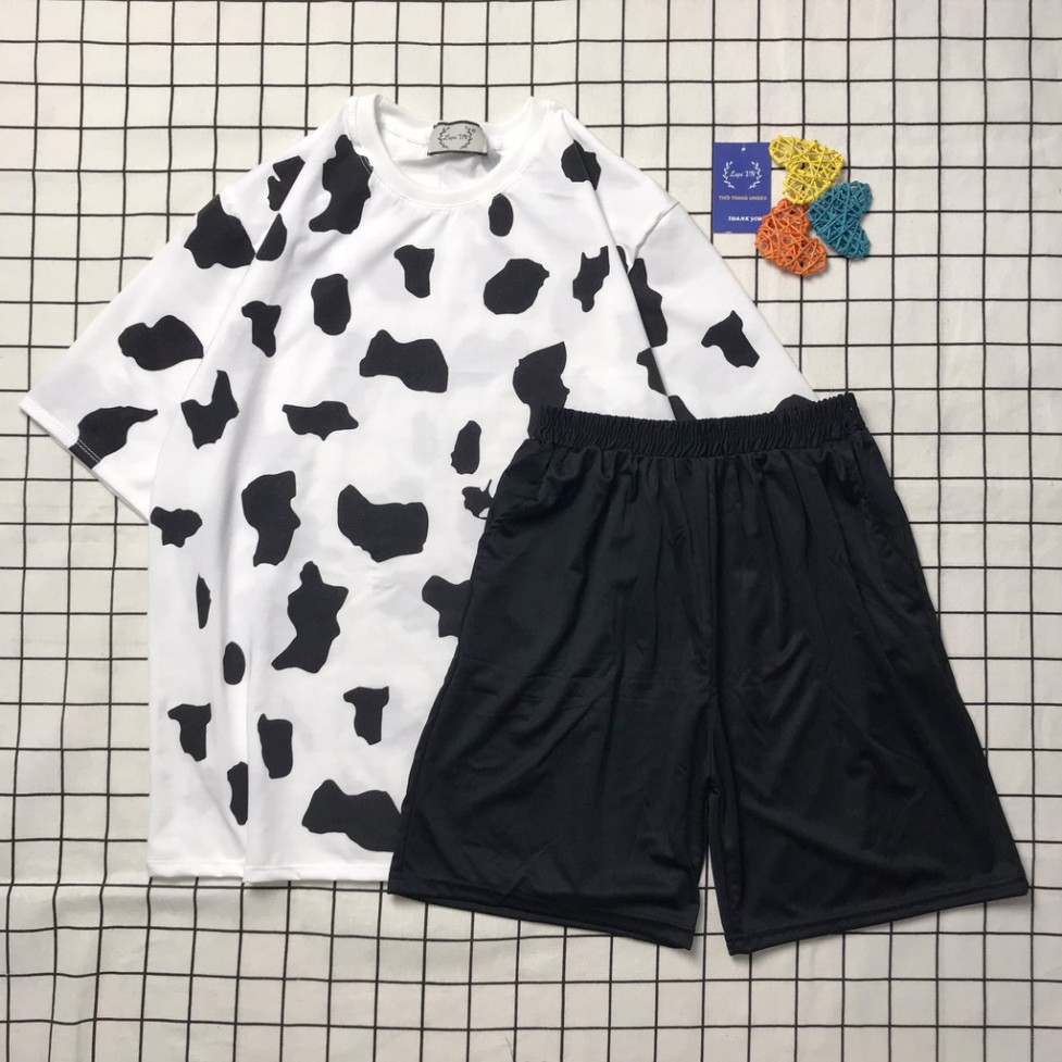 Set Bộ Bò Sữa From Rộng Unisex - Lapi VN, Đồ Bộ Mặc Nhà Tay Lỡ Freesize, Nam Nữ Đều Mặc Được