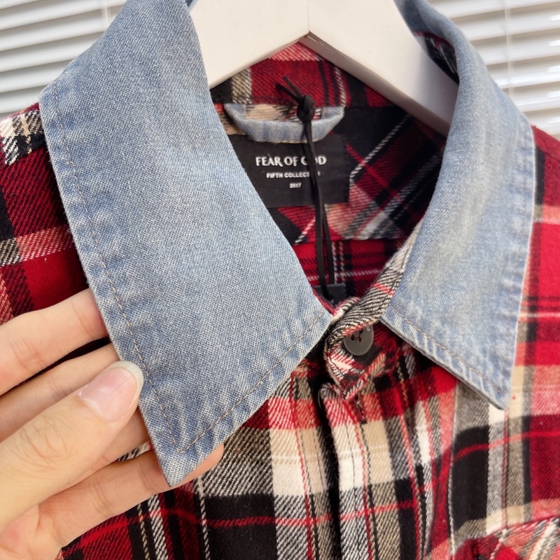 ⚡️[Mirror Quality] - Áo sơ mi Fear of God 6th Collection Plaid Oversized Heavy Flannel Shirt With Denim, áo flannel FOG