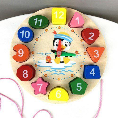Đồng hồ xỏ giây thả hình khối cho bé