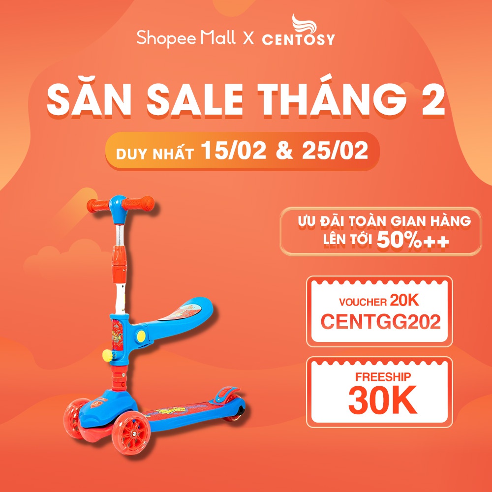 Xe Scooter Trẻ Em Cao Cấp [Centosy] B19 - In Hình Bắt Mắt, Có Đèn Nháy