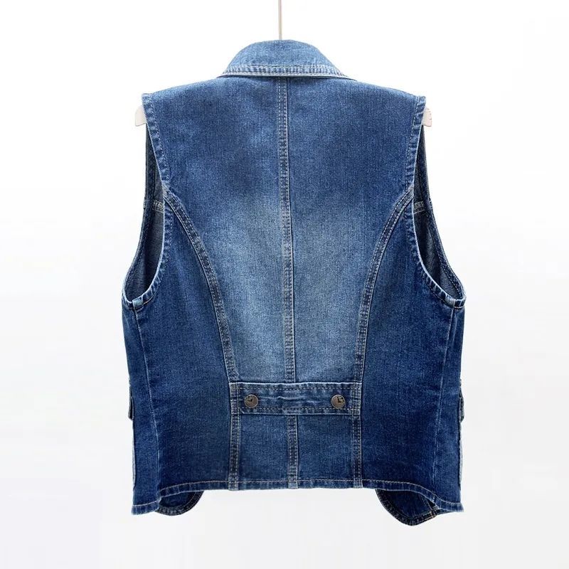Áo Khoác Denim Sát Nách Dáng Ngắn Phong Cách Hàn Quốc Dễ Phối Đồ Thời Trang Cho Nữ