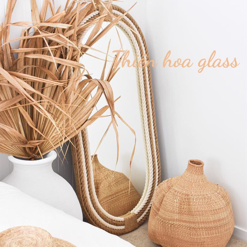 Gương treo tường đan dây thừng chắc chắn trang trí soi toàn thân dán tường