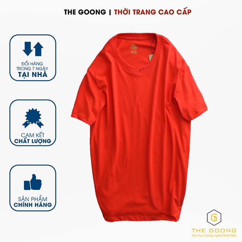 Áo Phông Trơn Nam TheGoong Cổ Tròn, Áo Thun Basic Cotton Cao Cấp Thoáng Mát Tay Ngắn Màu Đỏ Tươi