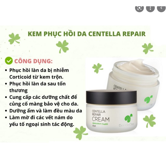 Kem Rau Má Goodndoc Centella Repair Cream 50ml - Kem Dưỡng Ẩm Da rau má goodndoc Centella Repair Cream Chính Hãng