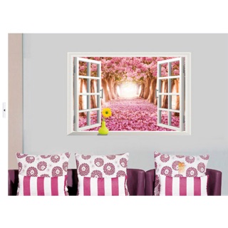 Decal cửa sổ hoa anh đào hồng