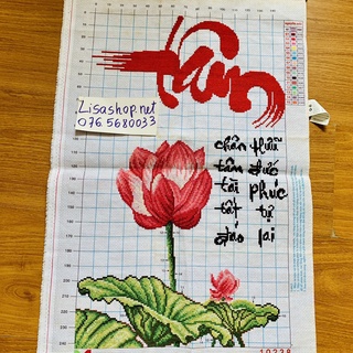 Tranh thêu chữ thập TÂM đã thành phẩm 63x42cm đã thêu rùi