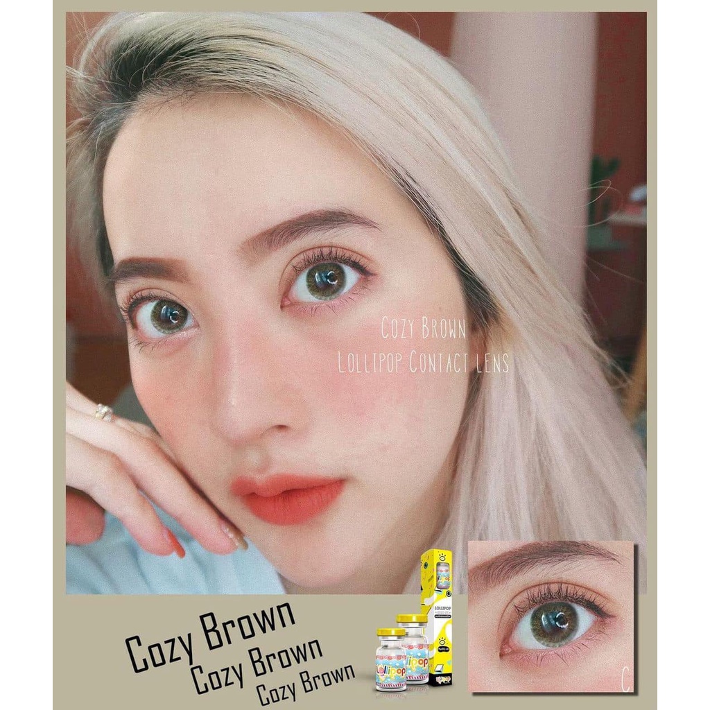 Kính áp tròng Cozy Brown - Lens cận từ 0 - 10 độ